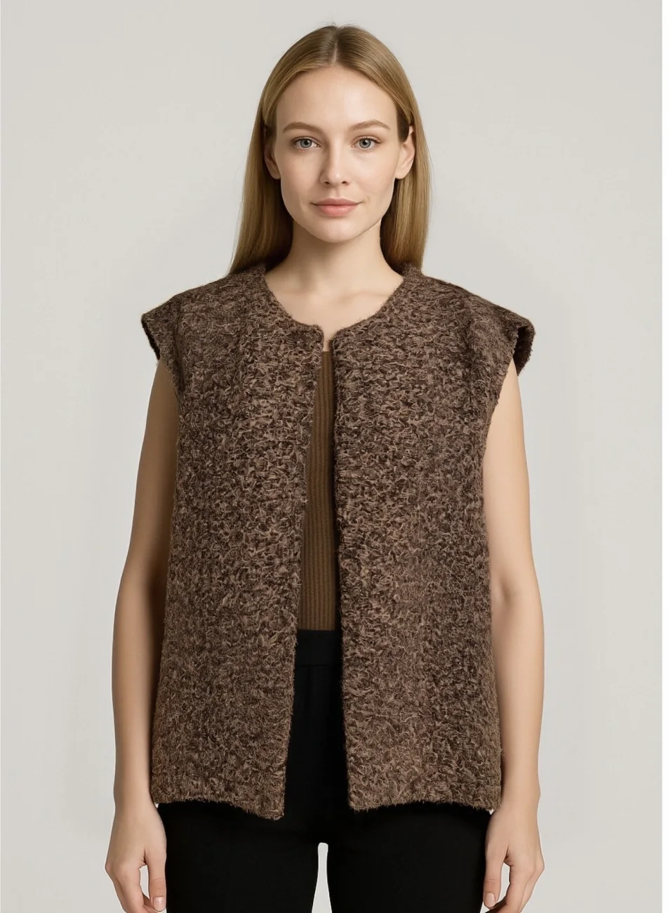 Gilet Sans Manche Ouvert Avec Poche  | Vintage Mode