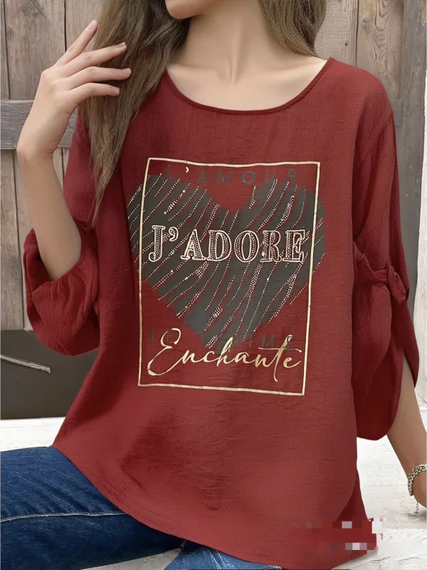 Top Manche Long Avec Imprimer J’adore  | Vintage Mode
