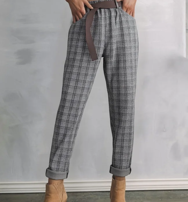 Pantalon Avec Ceinture Poche 
À Motif | Vintage Mode