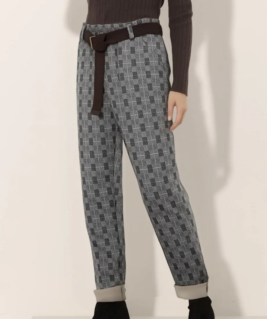 Pantalon Avec Ceinture Poche 
À Motif  | Vintage Mode