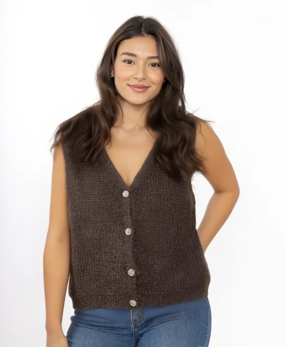 Pull Gilet Sans Manche Avec Bouton | Vintage Mode