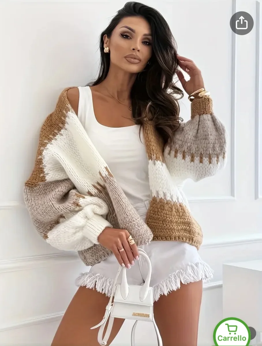 Gilet Ouvert Bi Couleur  | Vintage Mode