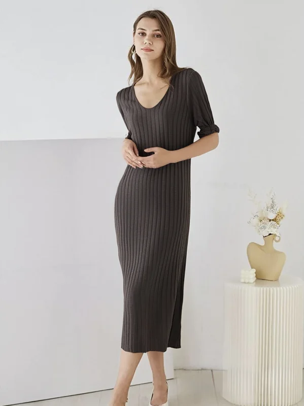 Robe Longue Col V  | Vintage Mode
