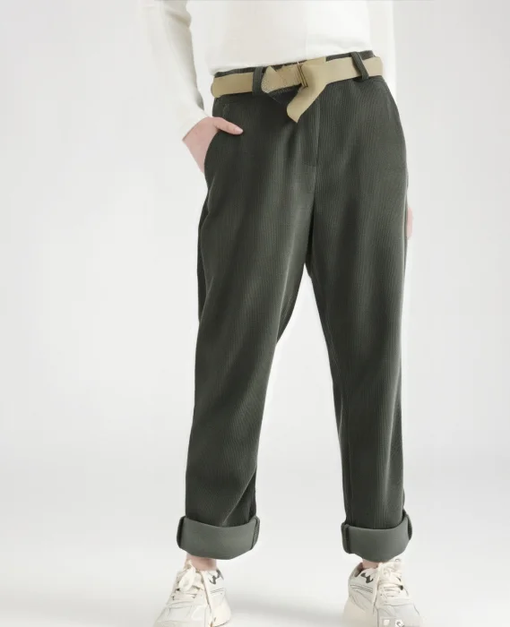 Pantalon effet velour 
Ceinture Et Poche  | Vintage Mode