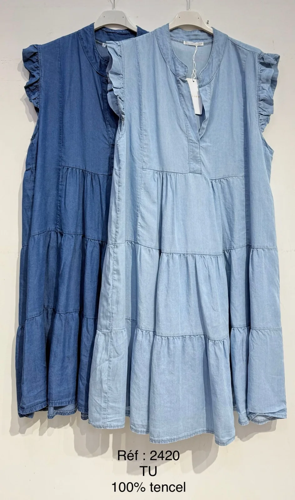 Tiered Denim Style Dress | Merci.