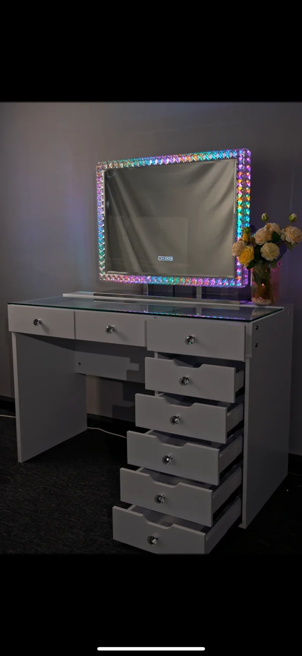 Ensemble table 3 vitre + tiroir + mirroir RGB PACK SPÉCIAL💯 | Eurostore