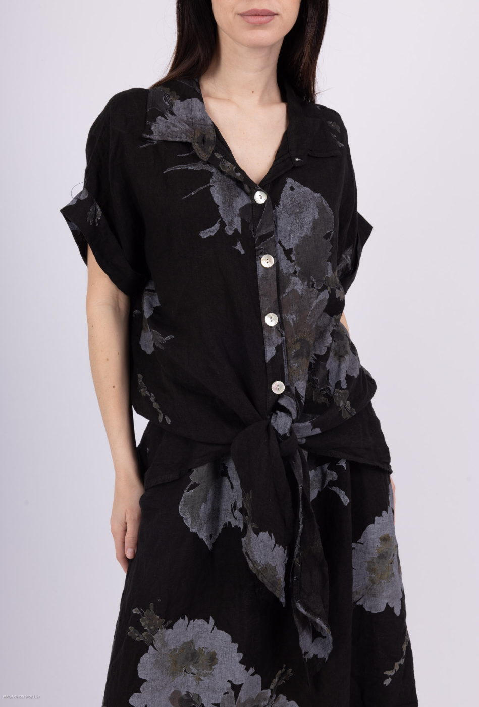 Shirt In Linen With Flower Print | Merci.