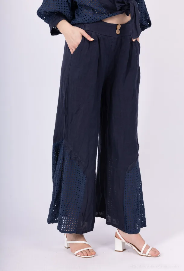 Linen Pants With Eyelets  | Merci.