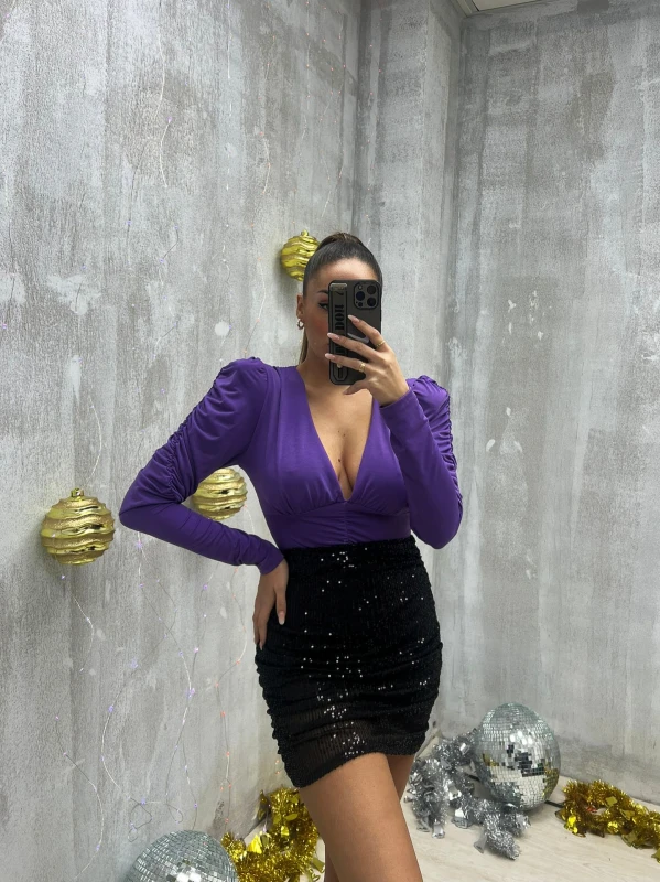 Body escote v manga fluncido | New Secret
