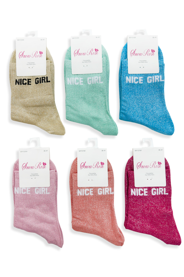 Chaussettes Brillantes « NICE GIRL » | Les Pépites de Maxime