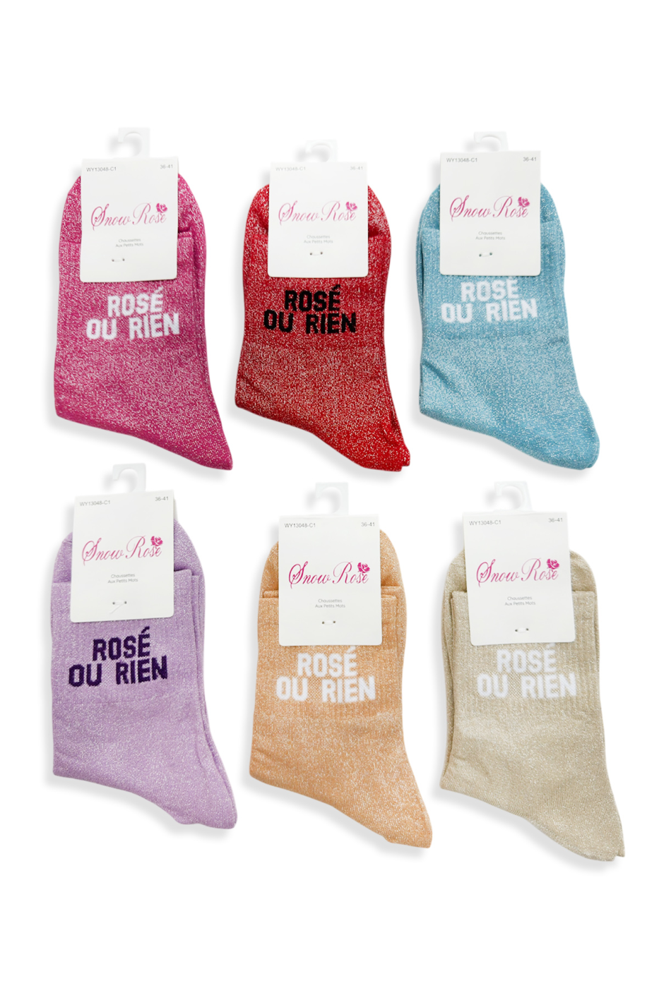 Chaussettes Brillantes « ROSÉ OU RIEN » | Les Pépites de Maxime