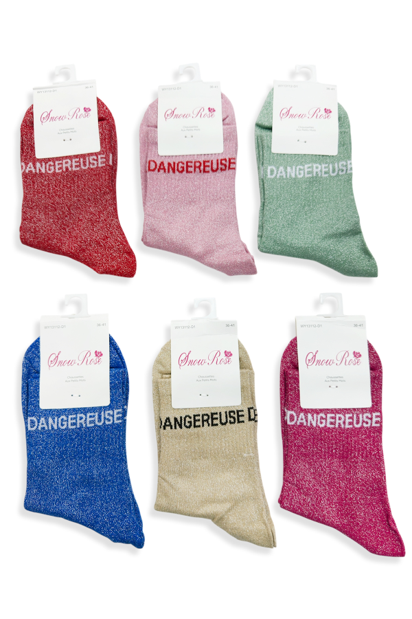Chaussettes Brillantes « DANGEREUSE » | Les Pépites de Maxime