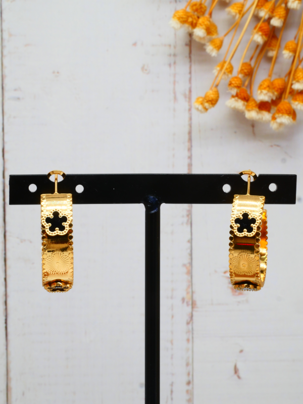 Boucle d’oreille créole trèfle acier  | Dalyn shop