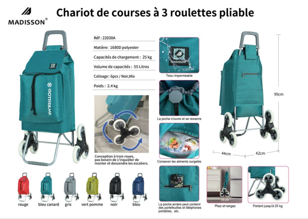 caddie chariot 3 grosses roues | Rynalife