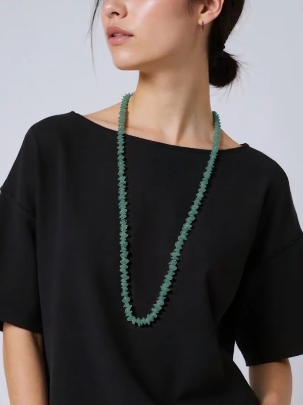 COLLIER (66cm)EN PIERRE NATURELLE AVEC FERMOIR En ACIER INOXYDABLE  | Bijoux fantaisie 