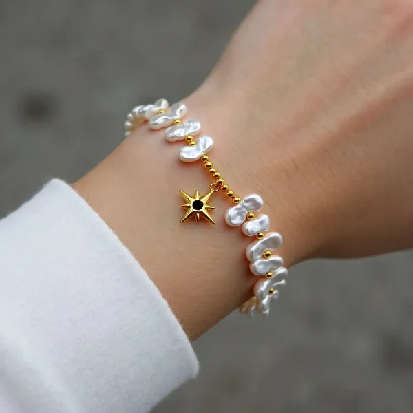 BRACELET ELASTIQUE EN PERLES ET EN ACIER INOXYDABLE  | Bijoux fantaisie en acier inoxydable