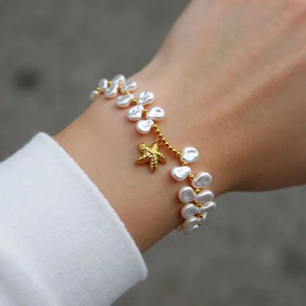 BRACELET ELASTIQUE EN PERLES ET EN ACIER INOXYDABLE  | Bijoux fantaisie en acier inoxydable