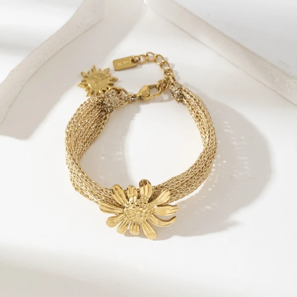 Bracelet métallique fleur | La maison des robes