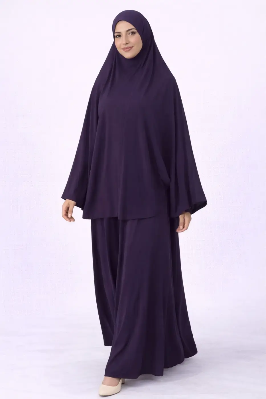 Robe De Prière Manche Longue Avec Khimar en Jersey Premium | Aaba