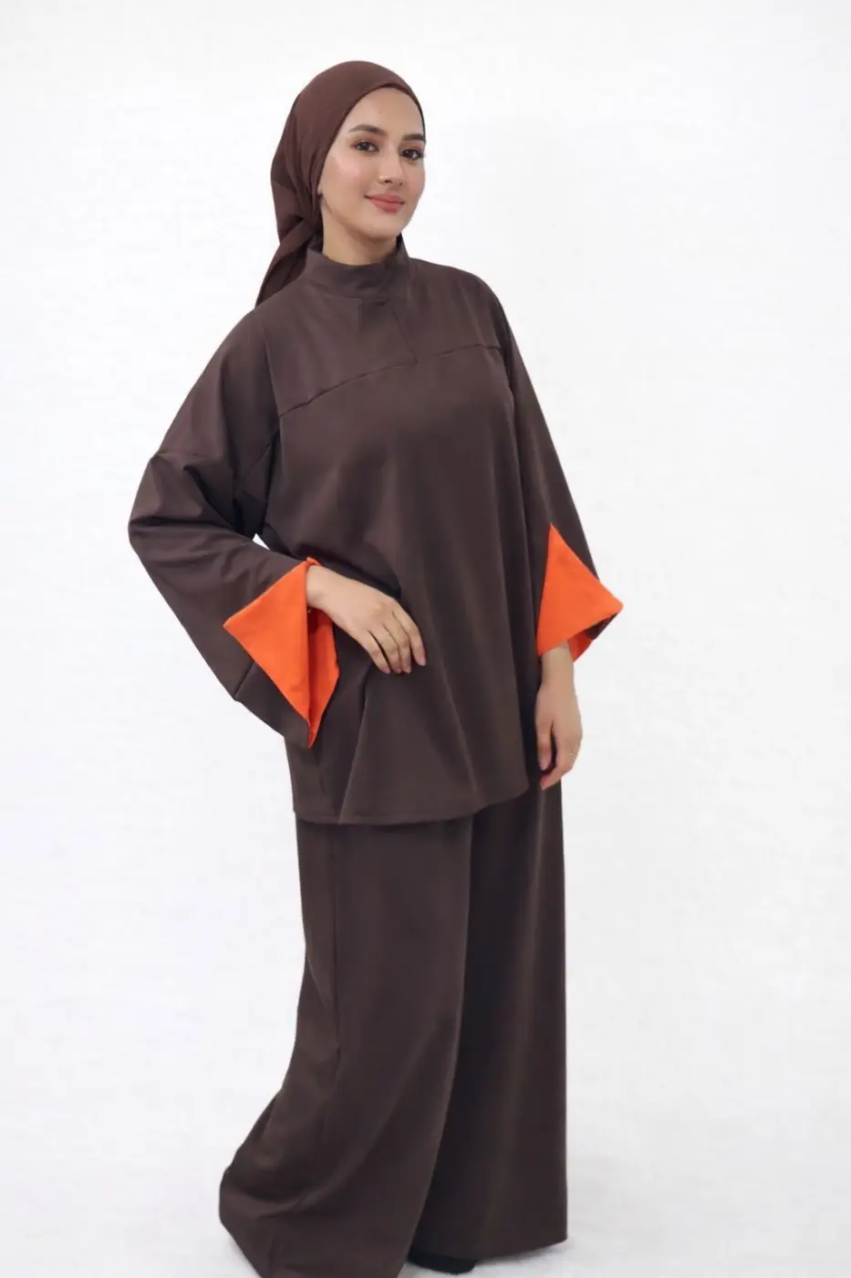 Burkini Avec Fermeture manche ouverte Avec Couleur Différente + Voile | Aaba