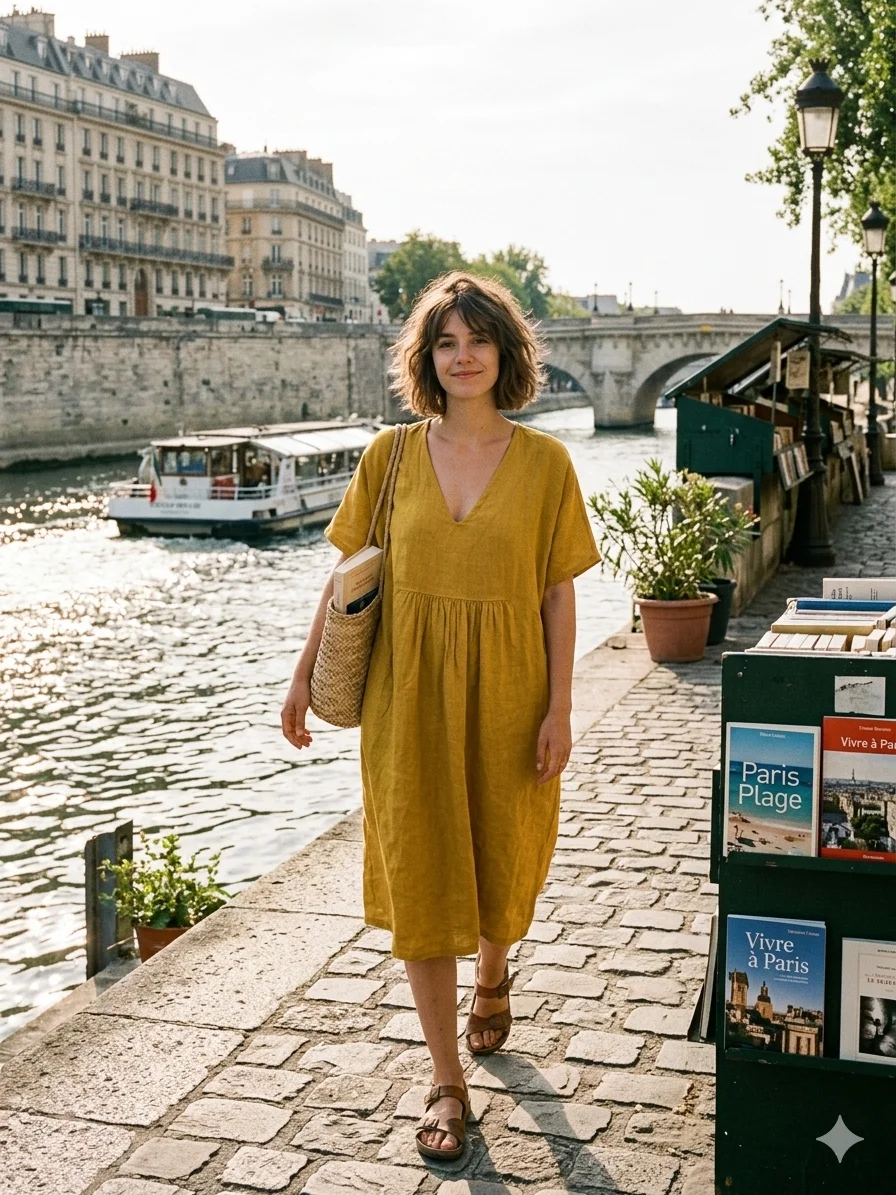 DRESS LINEN V-NECK  | TRUE QUEEN SWDN