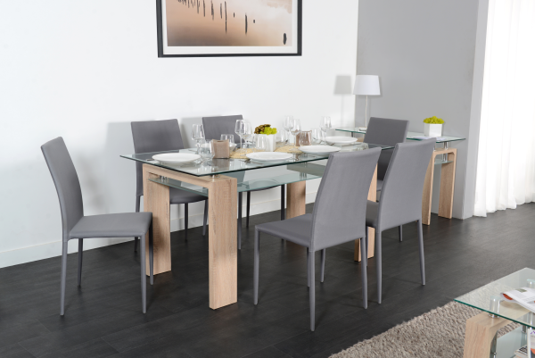TABLE REPAS GLORIA CHÊNE GRIFFÉ 150x80x75cm | Eurostore