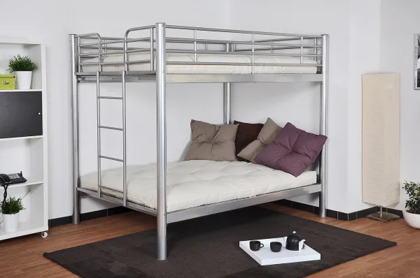 LIT SUPERPOSÉ COLOSSE EN METAL GRIS 140x190cm + 140x190 cm | MULTI-AFFAIRES