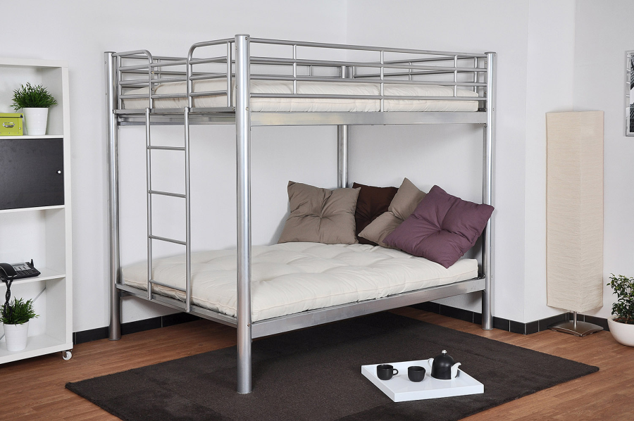 LIT SUPERPOSÉ COLOSSE EN METAL GRIS 140x190cm + 140x190 cm | MULTI-AFFAIRES