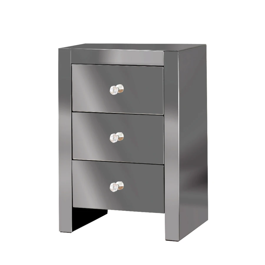 CHEVET GISELLE MIROIR GRIS 45X35X66cm | MULTI-AFFAIRES
