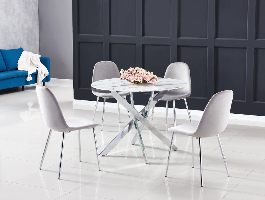 TABLE REPAS JESSICA VERRE MARBRÉ BLANC 100x75cm | MULTI-AFFAIRES