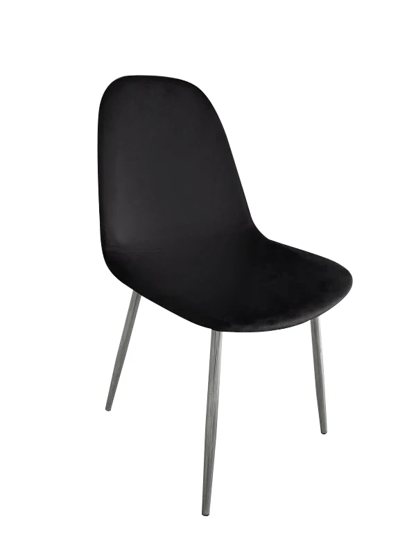 CHAISE SCANDINAVE VELOURS NOIR PIED CHROME | Eurostore
