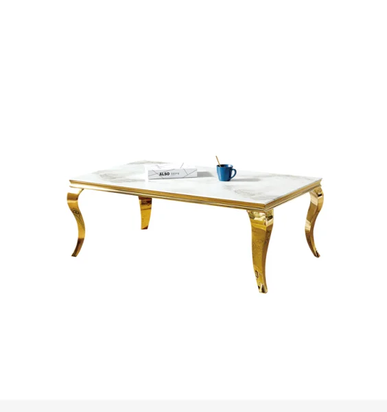 TABLE BASSE BAROQUE MARBRE BLANC DORE/ref:2 | MULTI-AFFAIRES