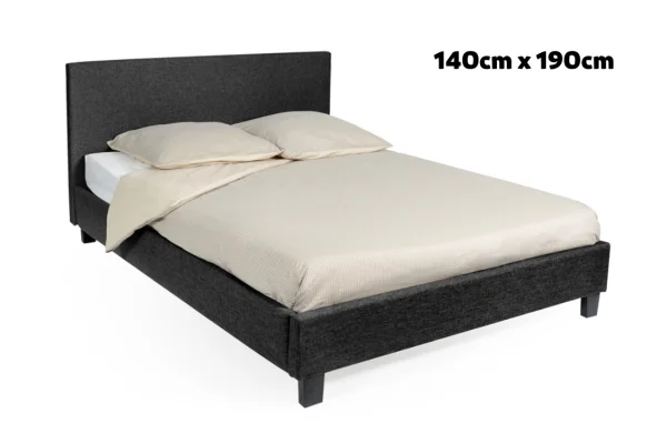 LIT KELIA EN TISSU NOIR 140x190 cm | Eurostore