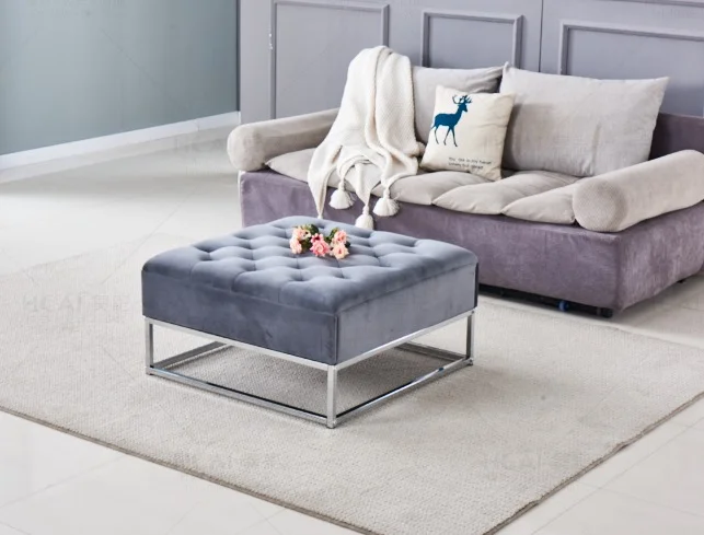 TABLE BASSE A TIROIRS  CHROME GRIS 80x80x43 cm | MULTI-AFFAIRES