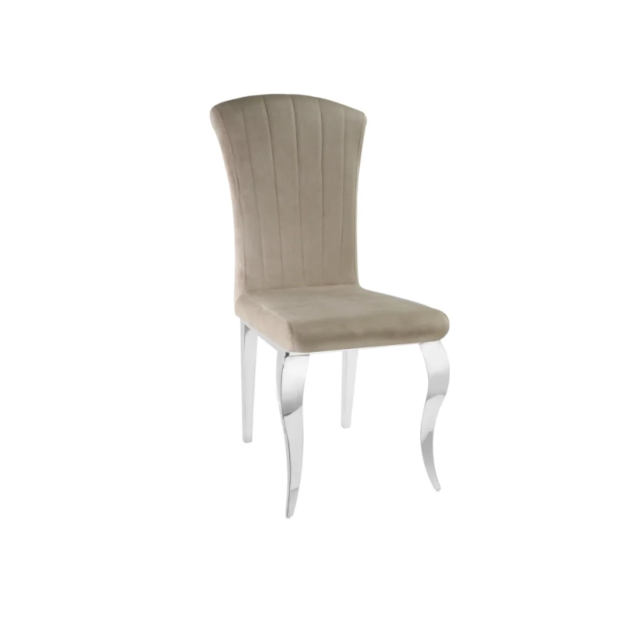 CHAISE LOUIS CHROME VELOURS MOKA | Eurostore