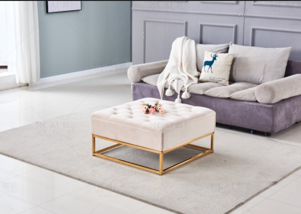 TABLE BASSE A TIROIRS GOLD BEIGE 80x80x43 cm | MULTI-AFFAIRES