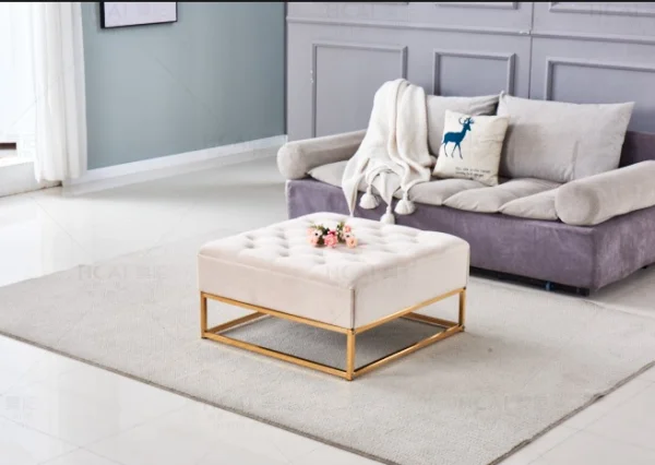 TABLE BASSE A TIROIRS GOLD BEIGE 80x80x43 cm | MULTI-AFFAIRES
