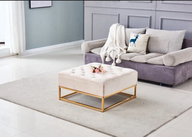 TABLE BASSE A TIROIRS GOLD BEIGE 80x80x43 cm | MULTI-AFFAIRES