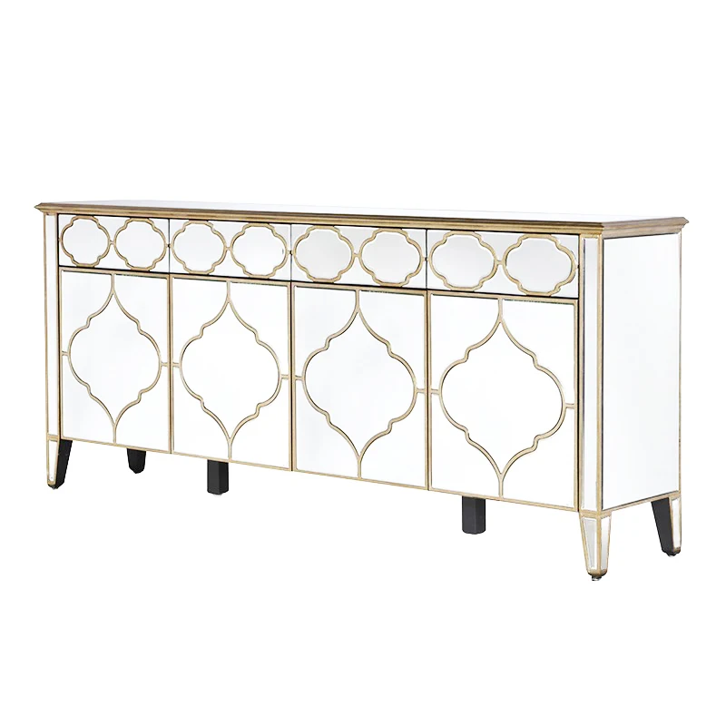 BUFFET MIROIR VENITIEN 4 PORTES 200x40x87cm | MULTI-AFFAIRES
