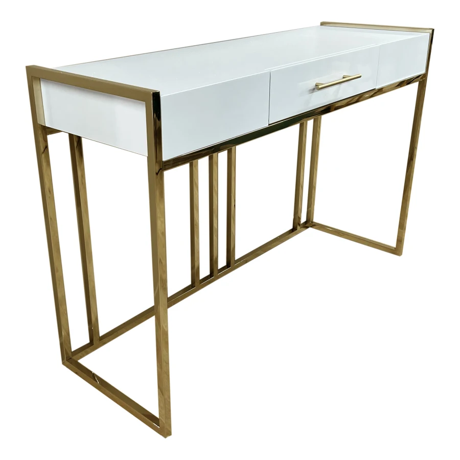 Console WX3 Blanc Pied Doré | MULTI-AFFAIRES