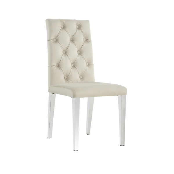 CHAISE NEW NEVADA CAPITONNEE CHROME BEIGE | MULTI-AFFAIRES