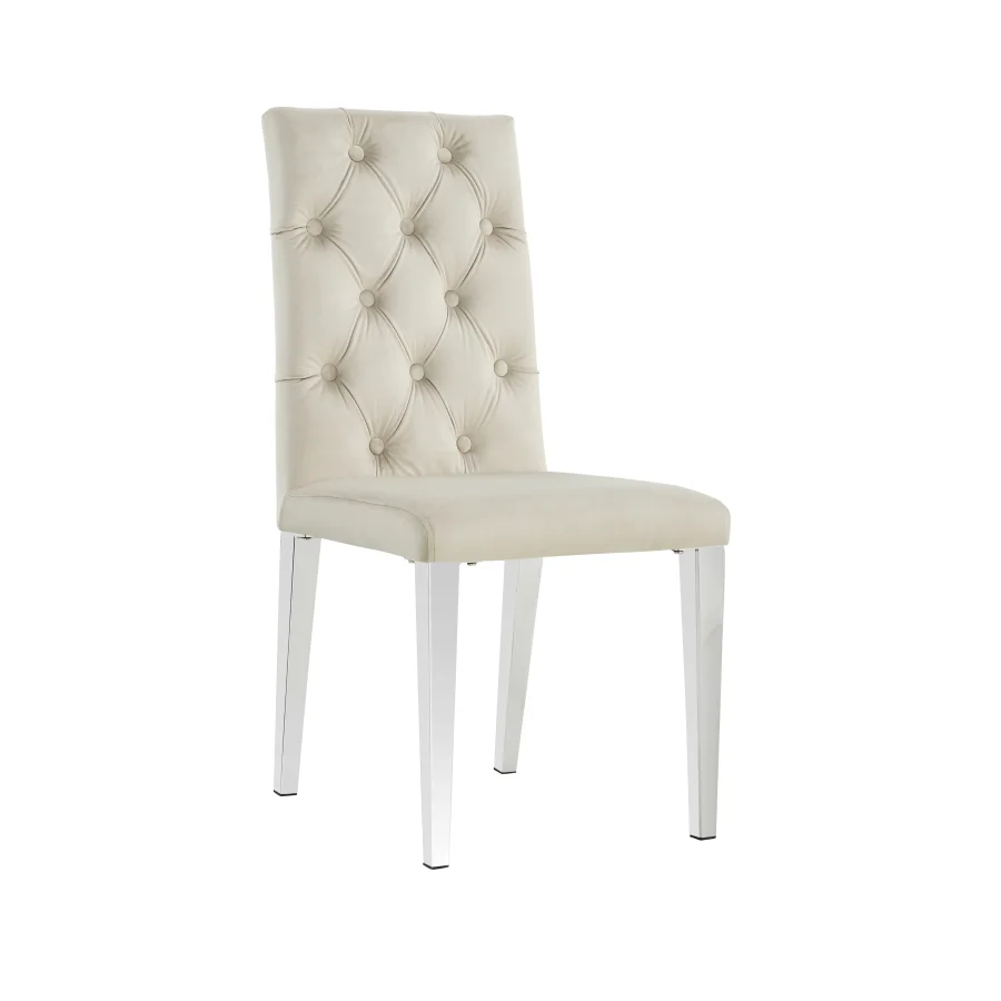 CHAISE NEW NEVADA CAPITONNEE CHROME BEIGE | MULTI-AFFAIRES