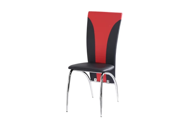 CHAISE DUNA EN SIMILICUIR NOIR ROUGE | Eurostore