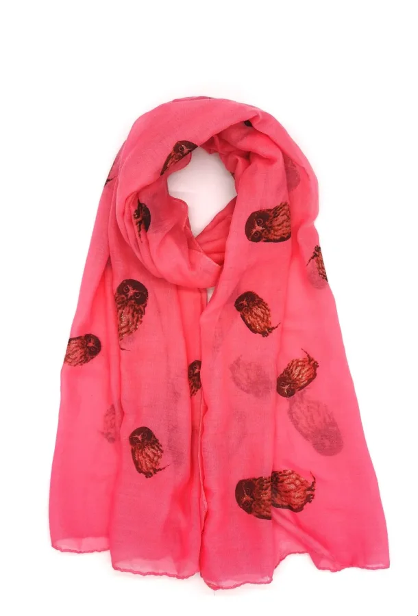 Echarpe imprimé avec paillettes motif hiboux chouettes | Les Élixirs Parfumés