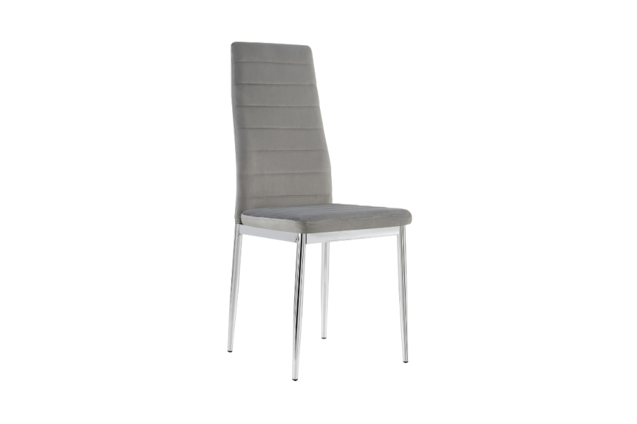 CHAISE TOLIA  CHROME VELOURS GRIS | Eurostore