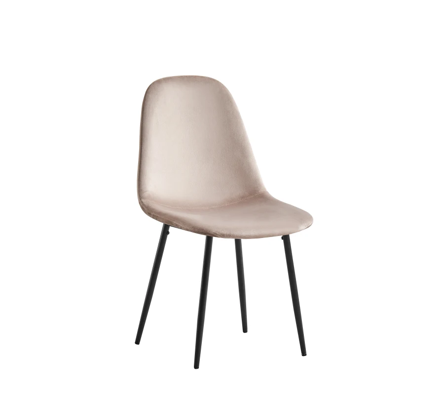 CHAISE SCANDINAVE PIED NOIR VELOURS TAUPE | Eurostore