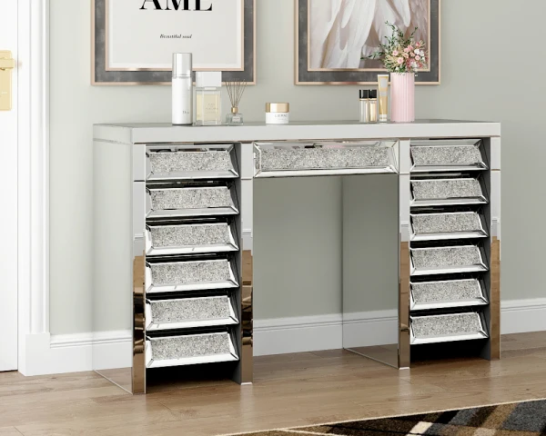 COIFFEUSE CRUSHED DIAMOND 13 TIROIRS 133X46X80CM | Eurostore