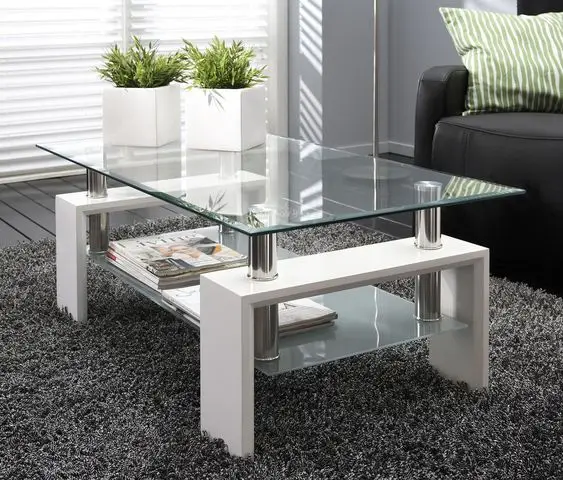 TABLE BASSE GLORIA BLANC TRANSPARENT | Eurostore