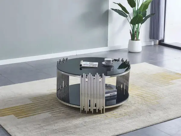 TABLE BASSE ROMEO ROND NOIR CHROME | Baljinder singh