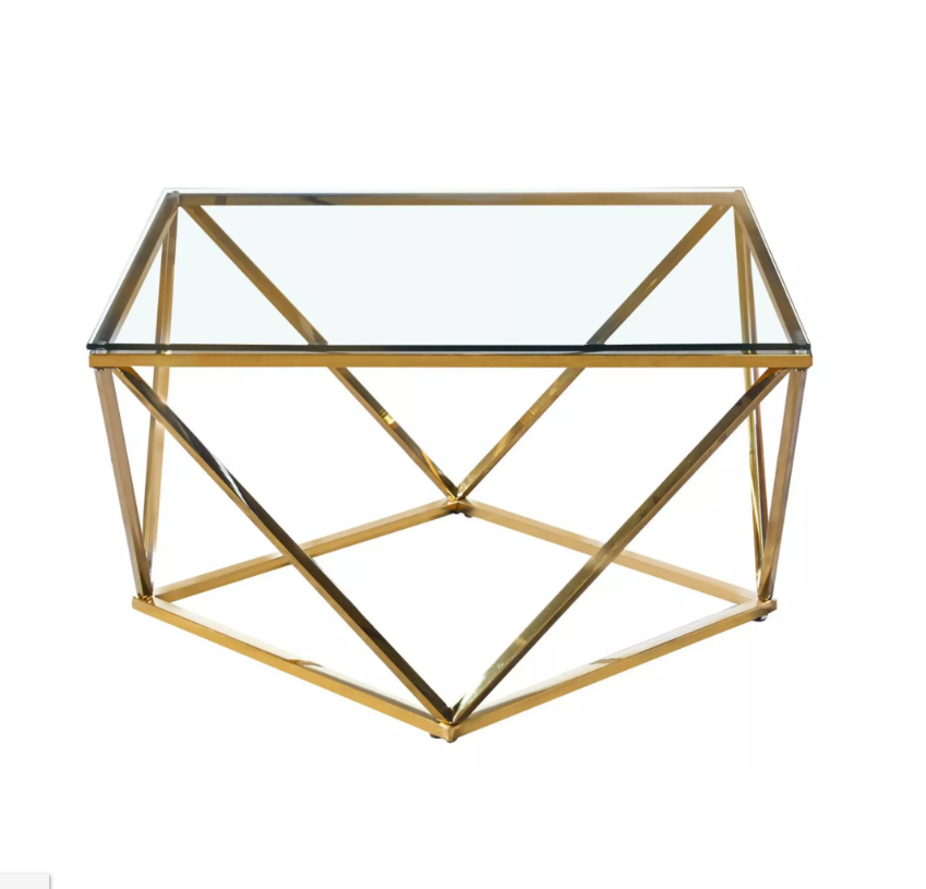 TABLE BASSE LISA TRANSPARENT DORE | MULTI-AFFAIRES